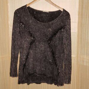 Abree Womens Black Tie Dye Distressed Long Sleeve Stretchy Top Small